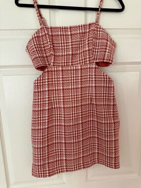 Red Plaid Cutout Kids Dress